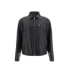 Prada Leather Jacket Men In Black