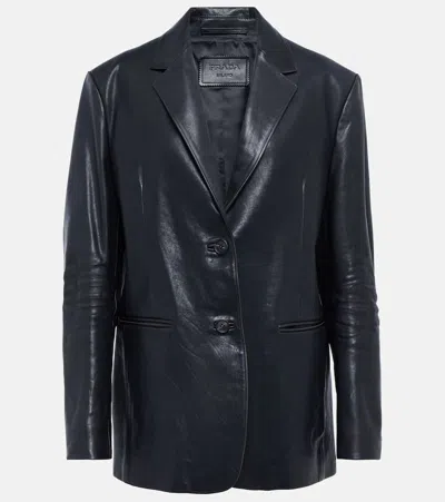 Prada Leather Jacket In Nero
