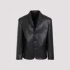 Prada Single-breasted Leather Jacket Men In Nero