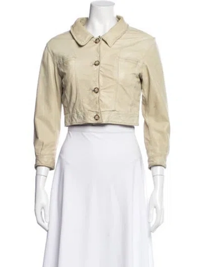 Pre-owned Prada Leather Jacket In Neutral
