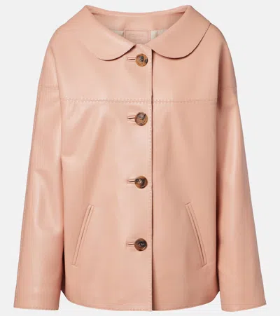 Prada Leather Jacket In Pink