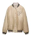 Prada Padded Leather Varsity Jacket Women In Pink
