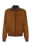 Prada Suede Jacket With Ribbed Cuffs And Hem