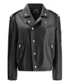 Prada Biker Leather Jacket In Black