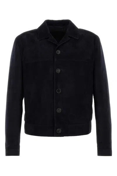Prada Leather Jackets In Blue