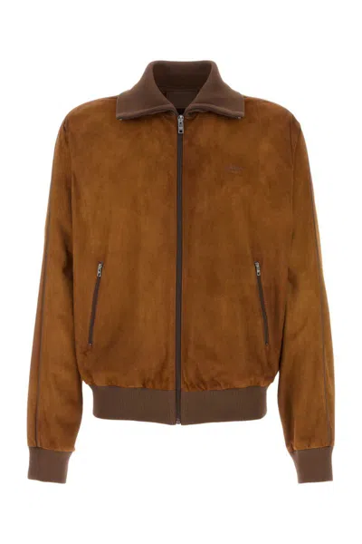 Prada Leather Jackets In Brown
