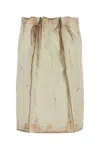 Prada Sand Leather Skirt In Neutral