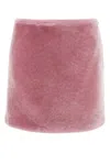 Prada Pink Shearling A-line Mini Skirt In Pink