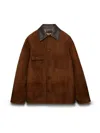 Prada Suede Caban Jacket Vintage Effect Collar In Brown