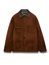 Prada Suede Caban Jacket Vintage Effect Collar In Brown