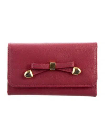 Pre-owned Prada Leather Key Holder Wallet In Pink