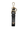 Prada Leather Key Ring In Black