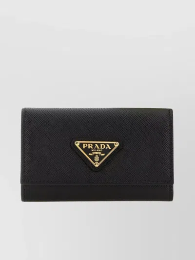 Prada Leather Key Ring Case With Gold-tone Hardware