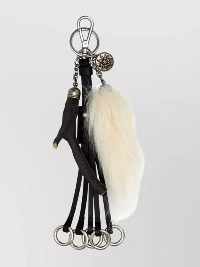 PRADA LEATHER KEY RING FEATURING CHARM PENDANT