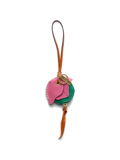 Prada Leather Key Ring Pendant With Coin Purse In Animal Print
