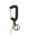 Prada Leather Key Ring In Black