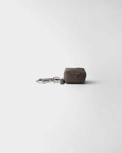 Prada Leather Keychain Charm In Green