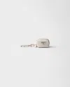 Prada Leather Keychain Charm In Neutral