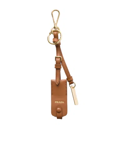 PRADA LEATHER KEYCHAIN CHARM WITH MIRROR CASE