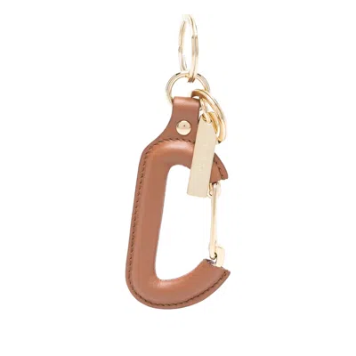 Prada Leather Keychain In Brown