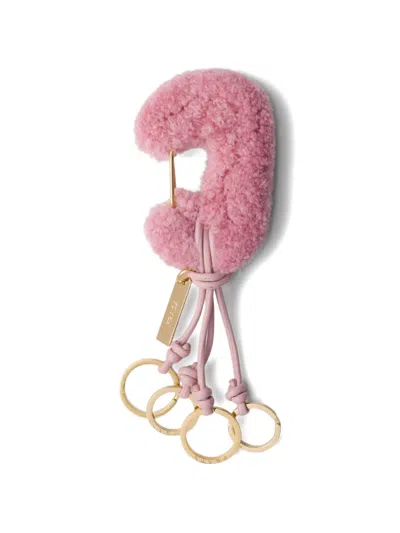 Prada Leather Keyring Charm In Brown