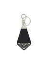 Prada Leather Key Ring Hardware Textured In Nero