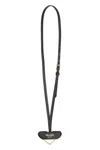 Prada Womens Black Logo-engraved Leather And Metal Keyring