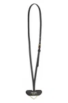 Prada Womens Black Logo-engraved Leather And Metal Keyring