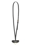 Prada Womens Black Logo-engraved Leather And Metal Keyring