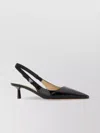 PRADA LEATHER KITTEN HEEL PUMPS WITH POINTED TOE