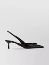 Prada Leather Kitten Heel Pumps With Pointed Toe