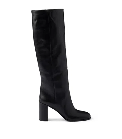 Prada Leather Knee-high Boots In Black