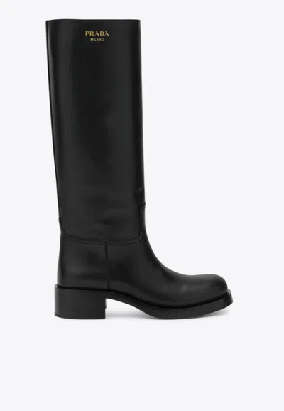 PRADA LEATHER KNEE-HIGH BOOTS