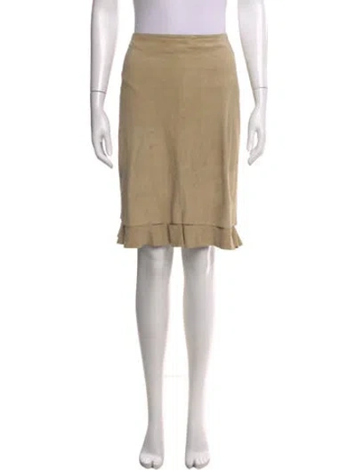 Pre-owned Prada Leather Knee-length Skirt In Neutral