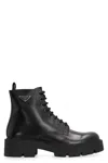 Prada Brushed Leather Ankle Boot For Men In Black