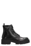 Prada Brushed Leather Ankle Boot For Men In Black