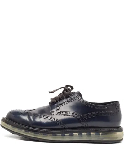 Pre-owned Prada Leather Lace-up Derby Shoes In Blue
