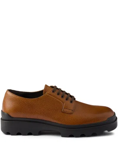 Prada Leather Lace-up Shoes In Brown
