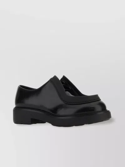 Prada Leather Lace-up Shoes Diapason In Black