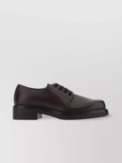 Prada Leather Lace-up Shoes With Low Block Heel In Black