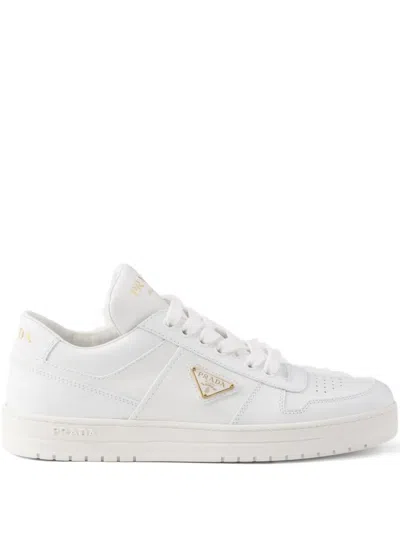 Prada Leather Lace-up Sneakers In White