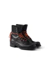 Prada Leather Lace-up Boots In Black