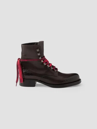 PRADA LEATHER LACED BOOTIES