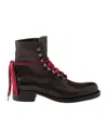 Prada Leather Laced Booties In Multi