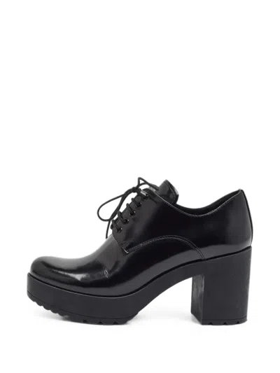 Pre-owned Prada Leather Lace-up Ankle Boots In Black