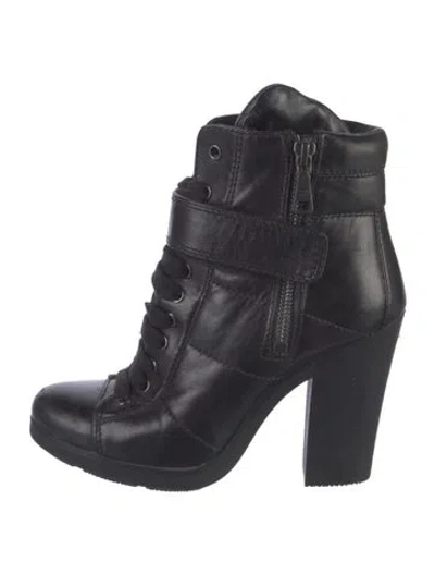Pre-owned Prada Leather Lace-up Boots In Black