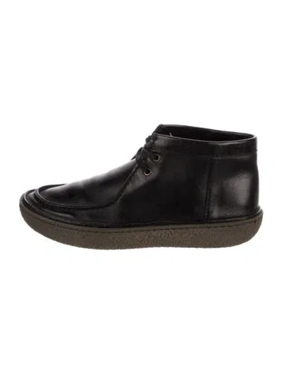Pre-owned Prada Leather Lace-up Boots In Black