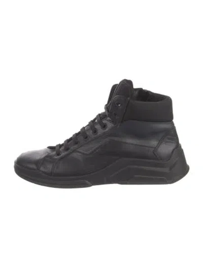 Pre-owned Prada Leather Lace-up Boots In Black