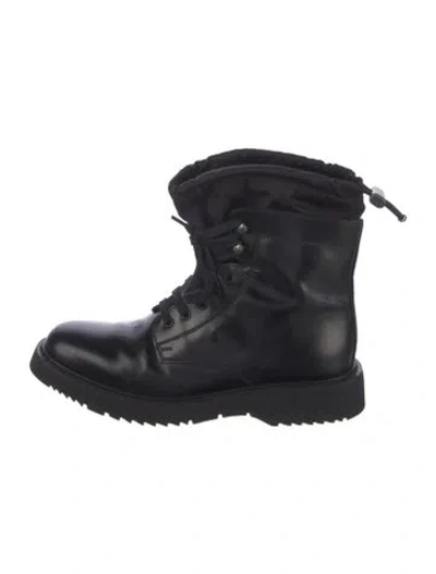 Pre-owned Prada Leather Lace-up Boots In Black