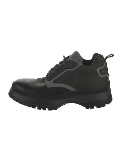 Pre-owned Prada Leather Lace-up Boots In Black